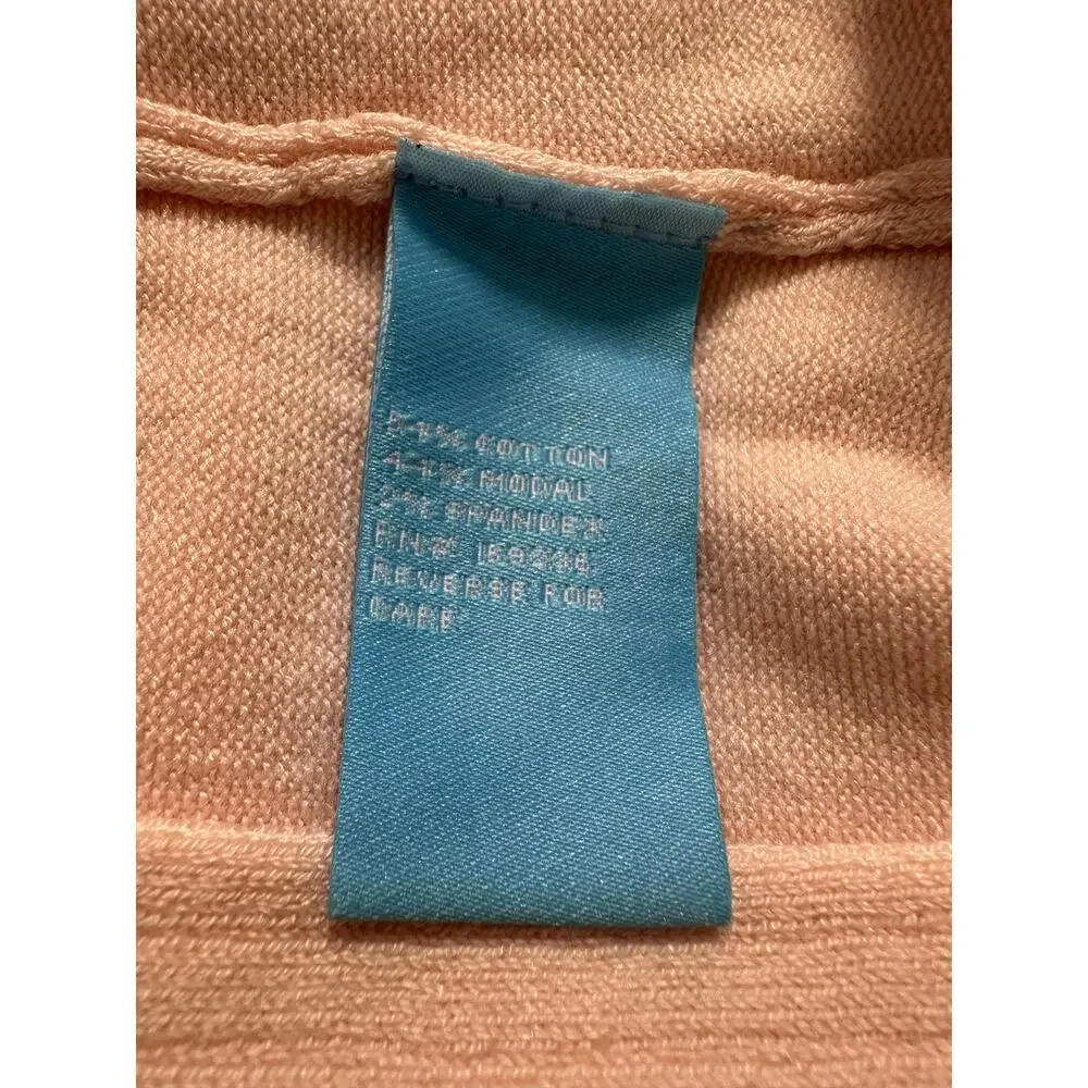 NWT J. McLaughlin Cotton Blend Seaspray Sweater Gold Button Size Large Pink